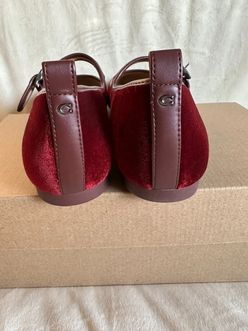 NIB Coach C Rivet Mary Jane Velvet Women Shoes Burgundy/Merlot CCG46 SZ US9/EU40 - Picture 8 of 13